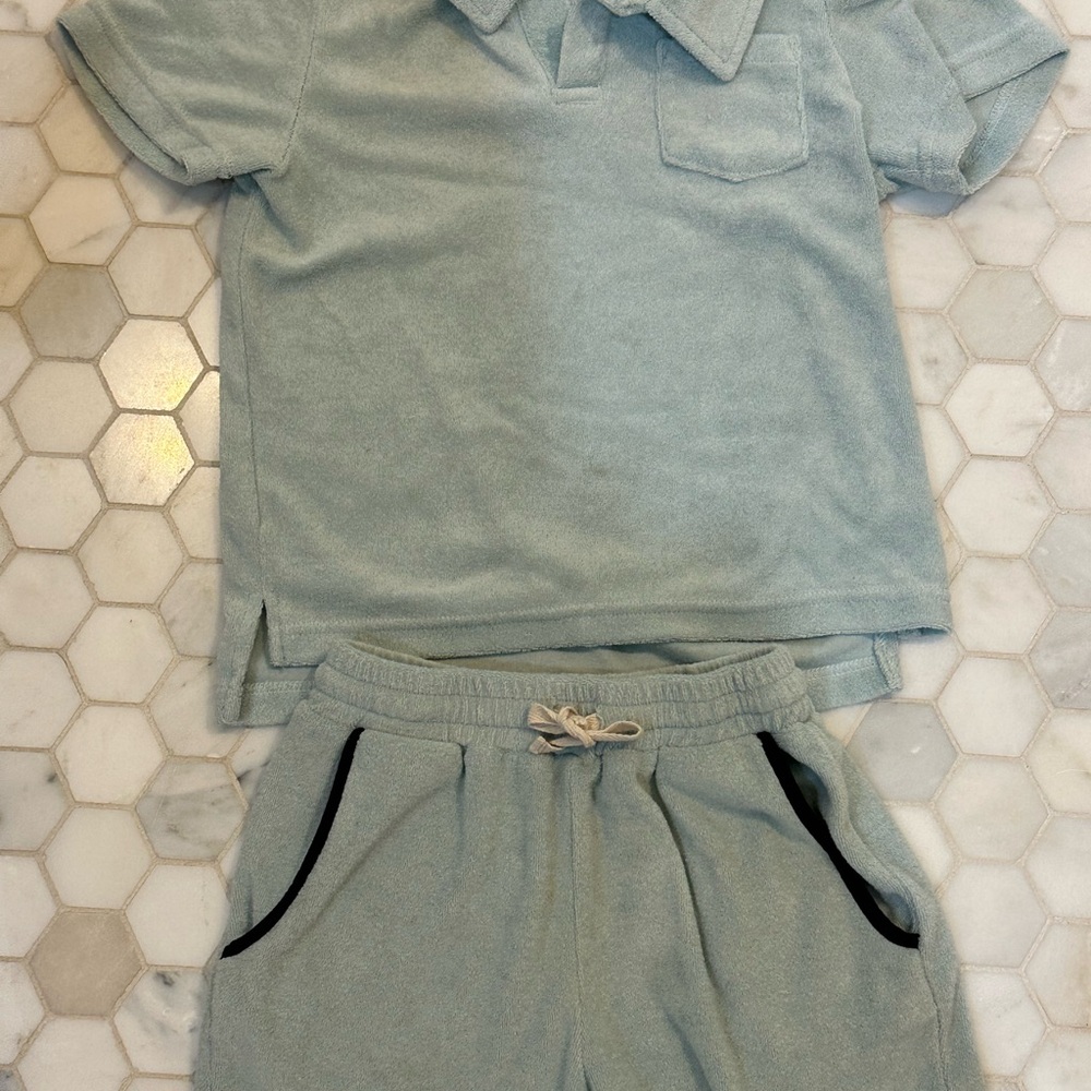 Minnow swim boy sage green terry set